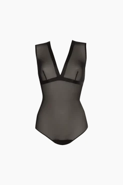 Body en tulle sans manches Tulle Design - Noir