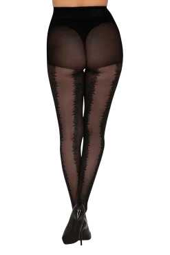 Collant Fantaisie Poésie Florale 45D Magic Nights - Noir ébène