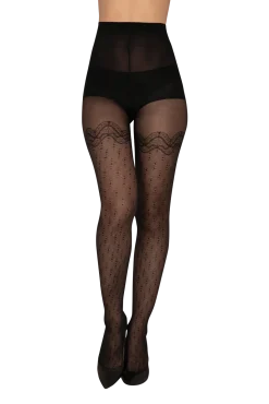 Collant Fantaisie Voile Hypnotique Magic Nights - Noir ébène