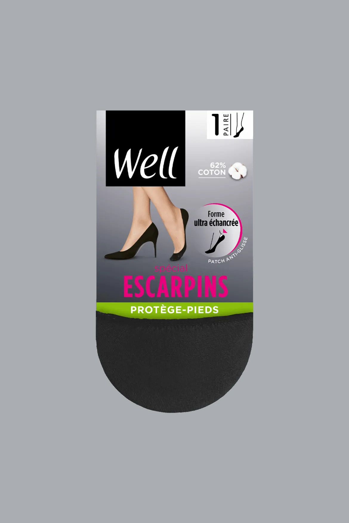 Protège-Pieds Spécial Escarpins Ultra échancré Patch Anti-glisse - Noir