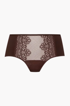 Shorty en dentelle et microfibre L'irrésistible - Châtaigne