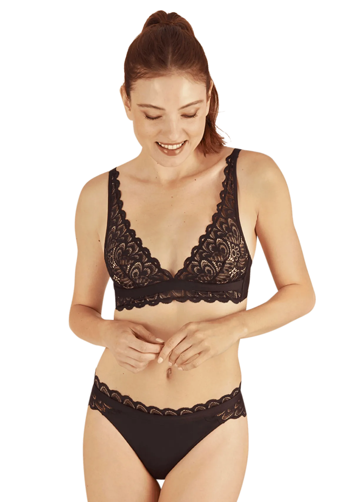 Slip brésilien Dentelle Audacieuse - Noir