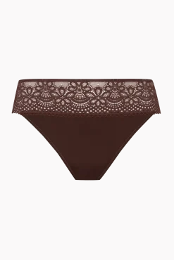 Slip brésilien dentelle et microfibre L'irrésistible - Châtaigne