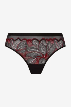 Slip Brésilien Nymphéas - Noir / rouge