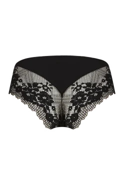 Slip Résille Florale - Noir