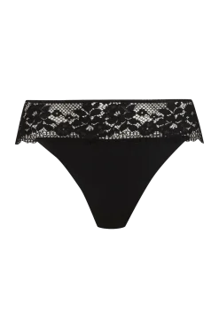 Slip Résille Florale - Noir