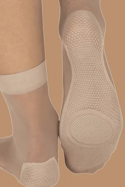 Socquettes Transparentes Bien-Etre des Pieds 19D Well Infini Confort - Beige medium