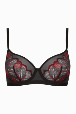 Soutien-gorge à armatures Nymphéas - Noir / rouge