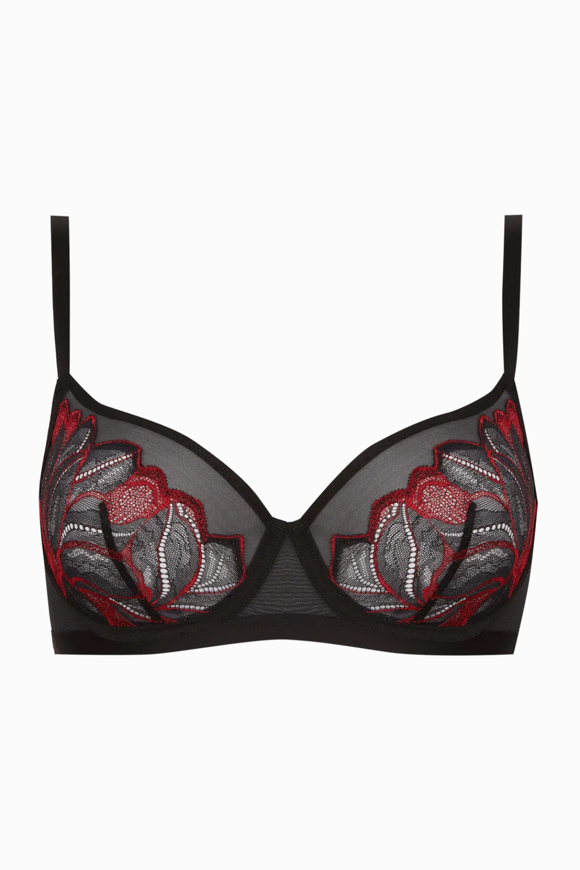 Soutien-gorge à armatures Nymphéas - Noir / rouge