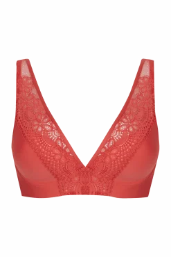 Soutien-gorge foulard sans armatures en dentelle et en microfibre L'irrésistible - Corail