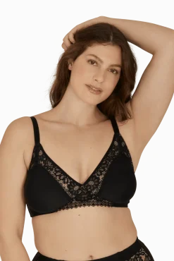 Soutien-gorge sans armatures basque dentelle Well Allure L'Elégante - Noir