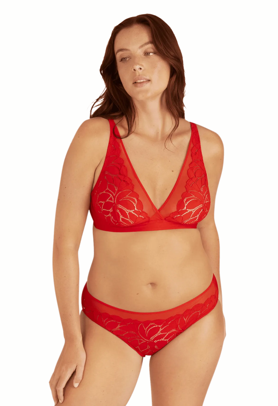 Soutien-gorge sans armatures Dentelle Prodigieuse - Rouge lumineux