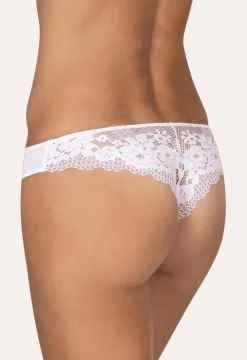 Tanga Résille Florale - Blanc
