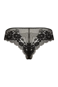 Tanga Résille Florale - Noir
