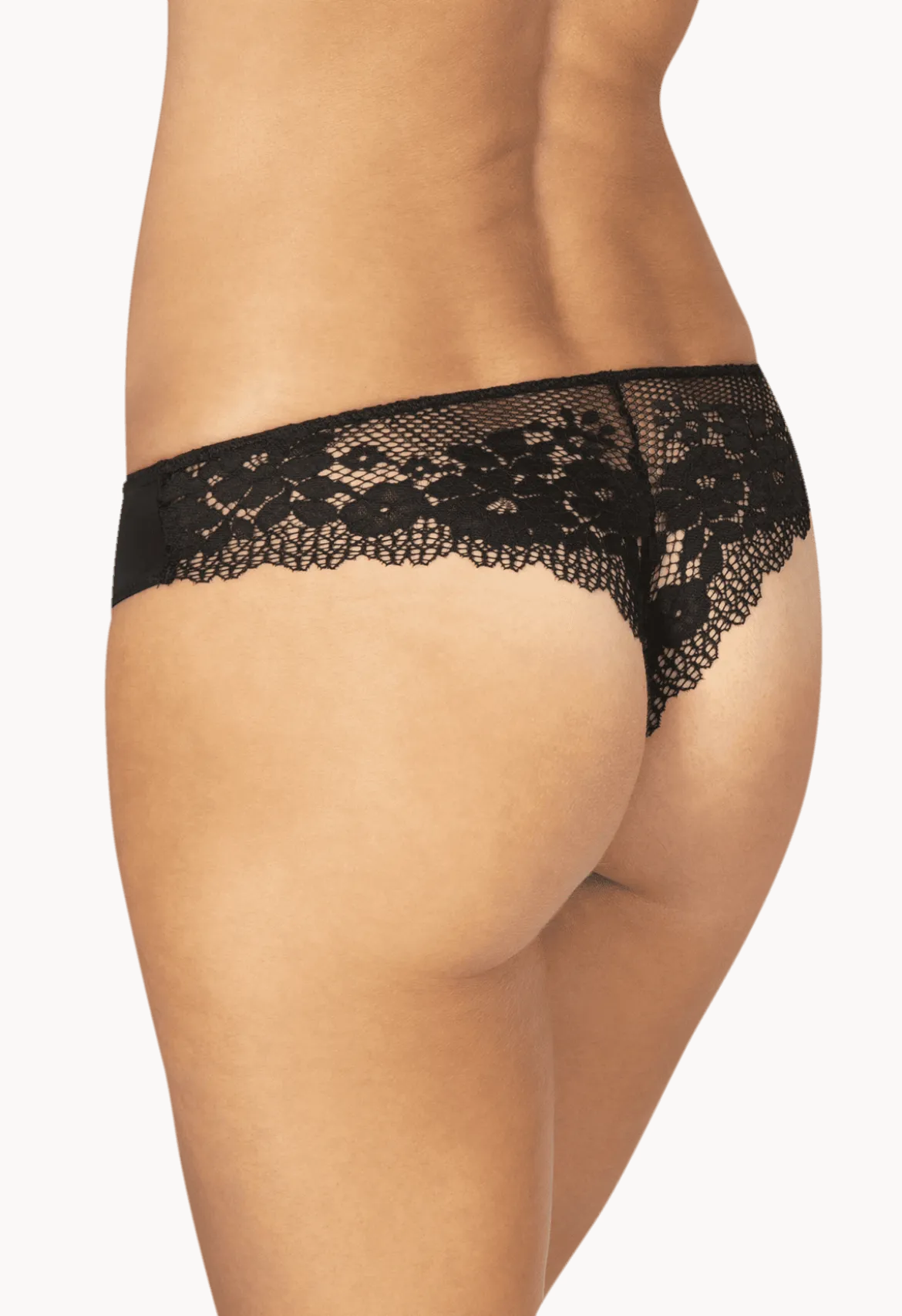 Tanga Résille Florale - Noir